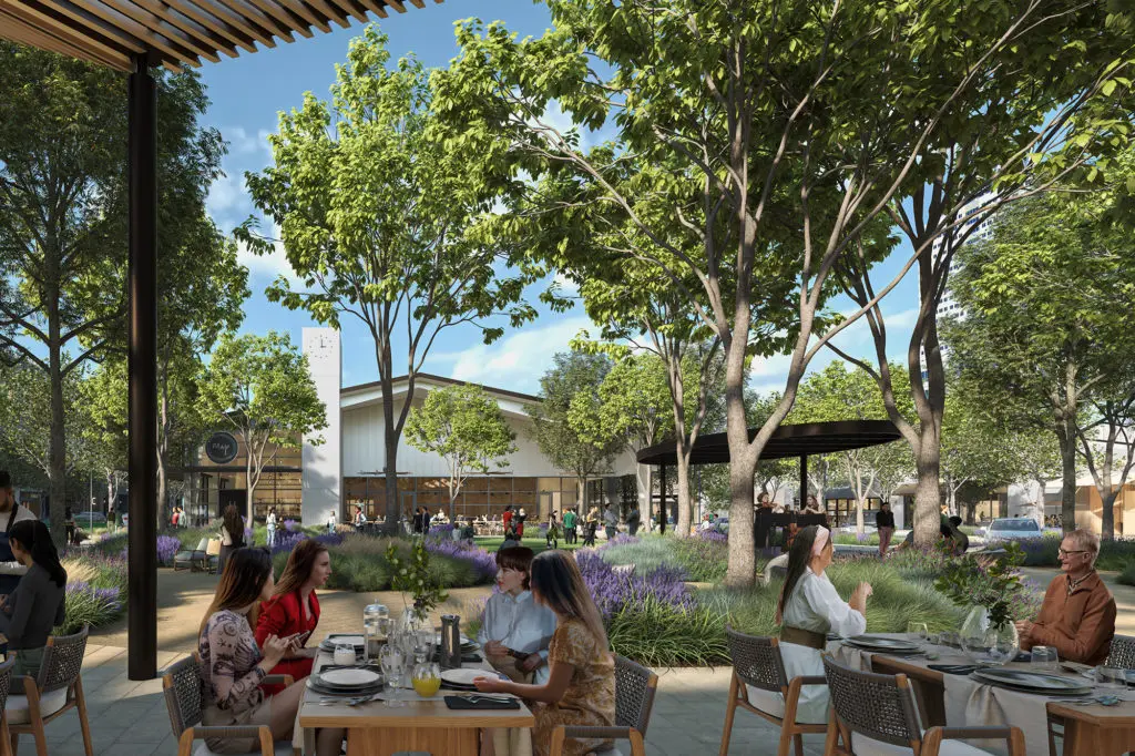 The Memorial Town Square plan includes bringing in some rescued old trees. Landscaping will be a major focus here.