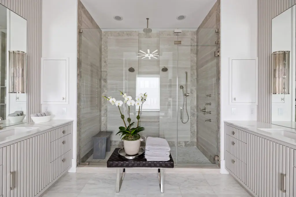 The master bath at 2028 Park Street, tucked between River Oaks and Montrose. (Photo by Josh Gremillion)
