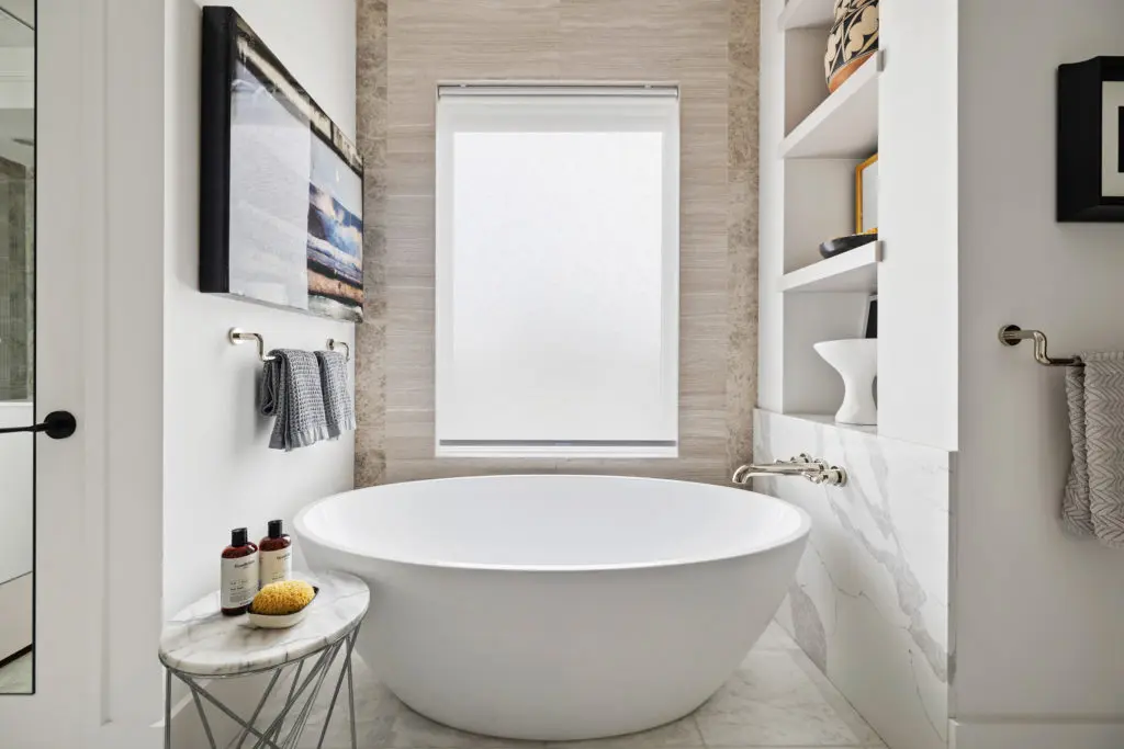 The master bath at 2028 Park Street, tucked between River Oaks and Montrose. (Photo by Josh Gremillion)