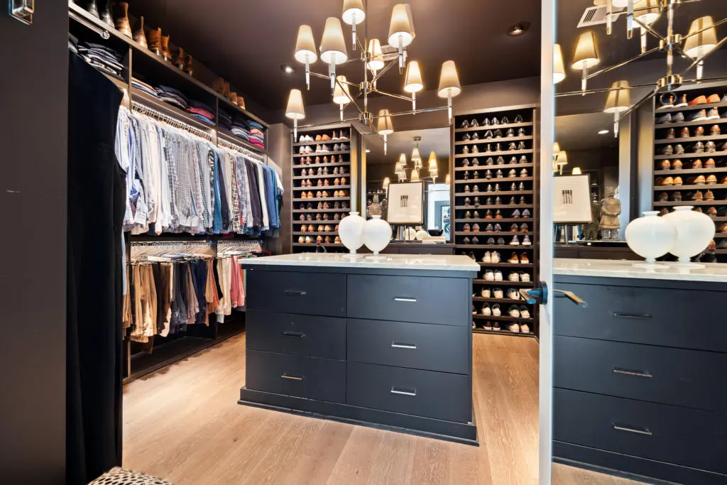The vast master closet at 2028 Park Street, tucked between River Oaks and Montrose. (Photo by Josh Gremillion)
