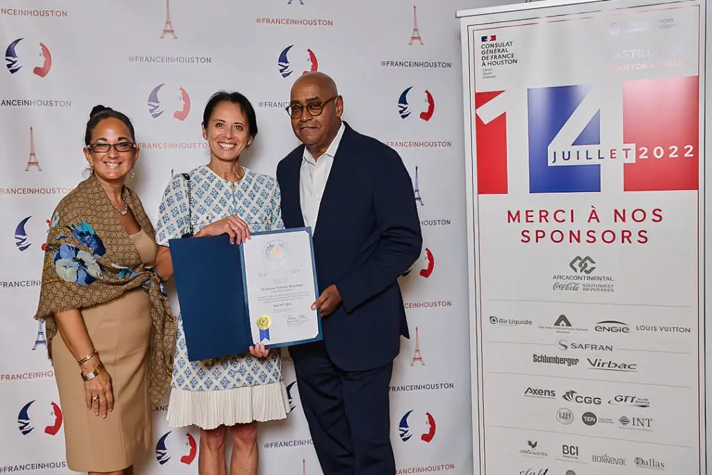 Licia Green Ellis, Consul General of France Valérie Baraban, Harris County Commissioner Rodney Ellis (Photo by Charlie Horse Photos)