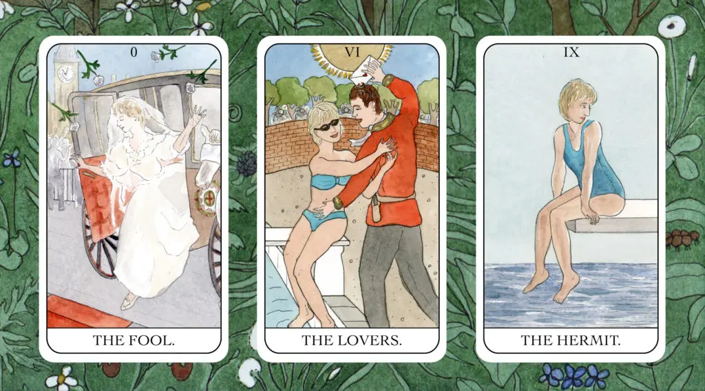 Reiland's Diana Tarot depicts scenes from Princess Diana's life. (Courtesy Jennifer May Reiland)