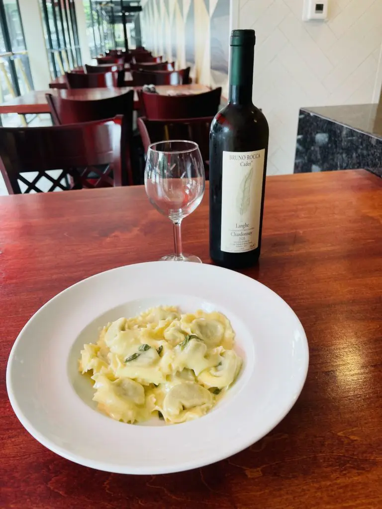 One of chef Crescini's signature dishes is his ravioli, like this one made with Lira Rossa ricotta and spinach filling. (Photo by Photos Courtesy of Davanti Ristorante Italiano)