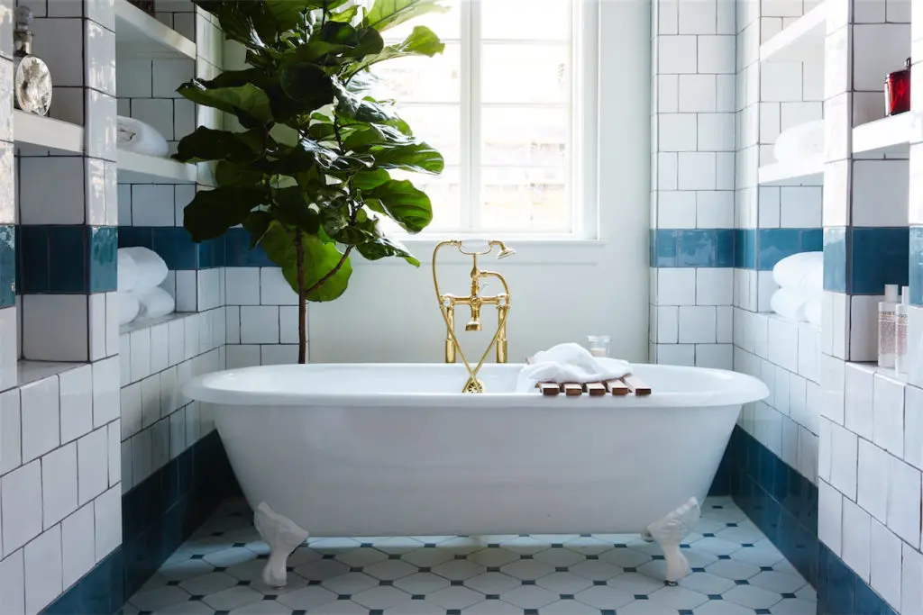 Rooms at Hotel Emma come equipped with a relaxing, clawfoot bath tub.