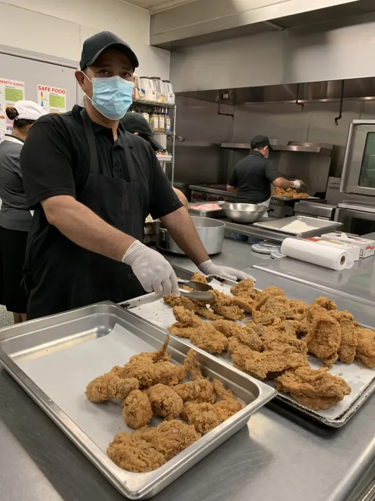 Every Friday, you can find fried chicken dinners to go.  (Photo by Laurann Claridge)