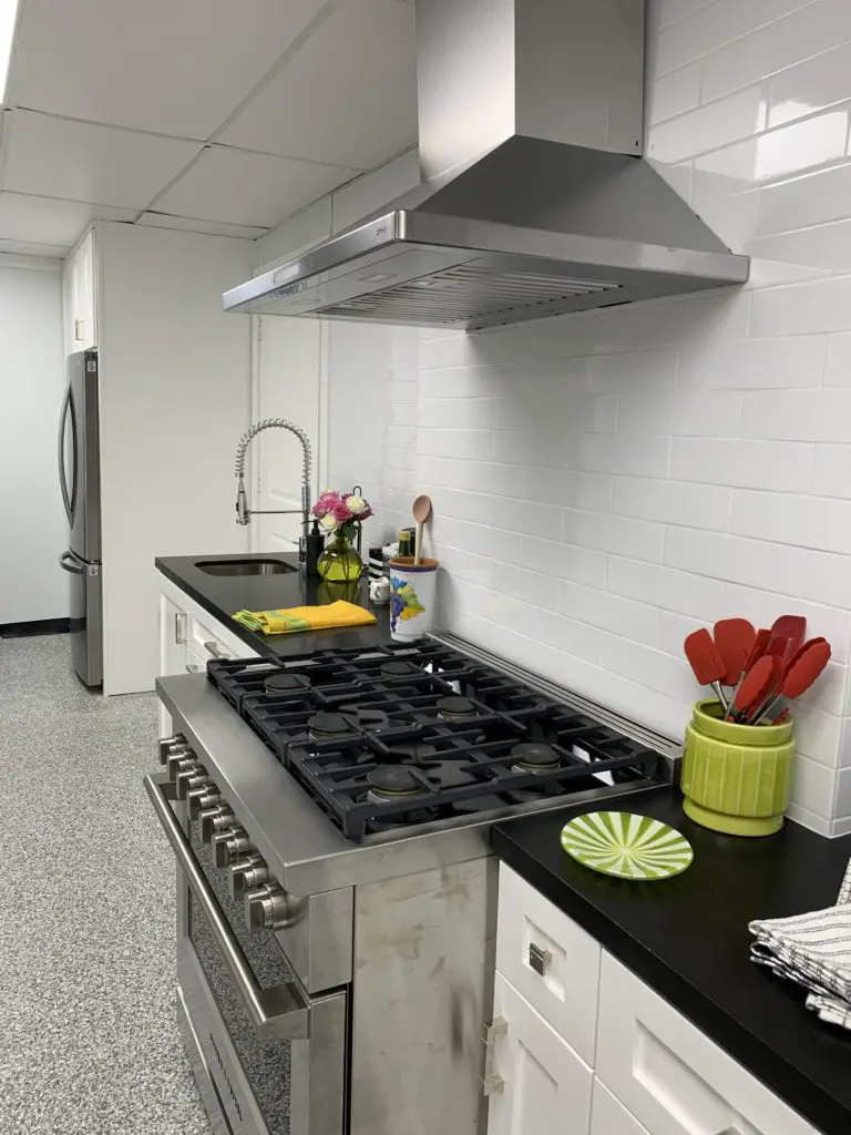The new demonstration kitchen at Silver Stone Events (next door to the Food Shop) will soon host in-person (and virtual) cooking classes. (Photo by Laurann Claridge)