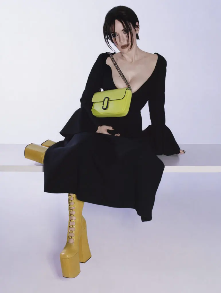Winona Ryder is the face of Marc Jacobs’s campaign for its new J Marc shoulder bag soon to be found in the new Marc Jacobs boutique opening later this summer in the Houston Galleria. Love Jacobs' iconic Kiki boots.