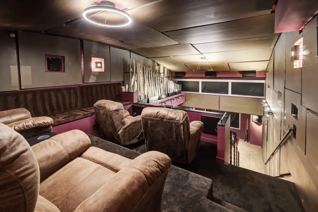 The in-home movie theater at 102 Quitmen. (Photo by TK Images)