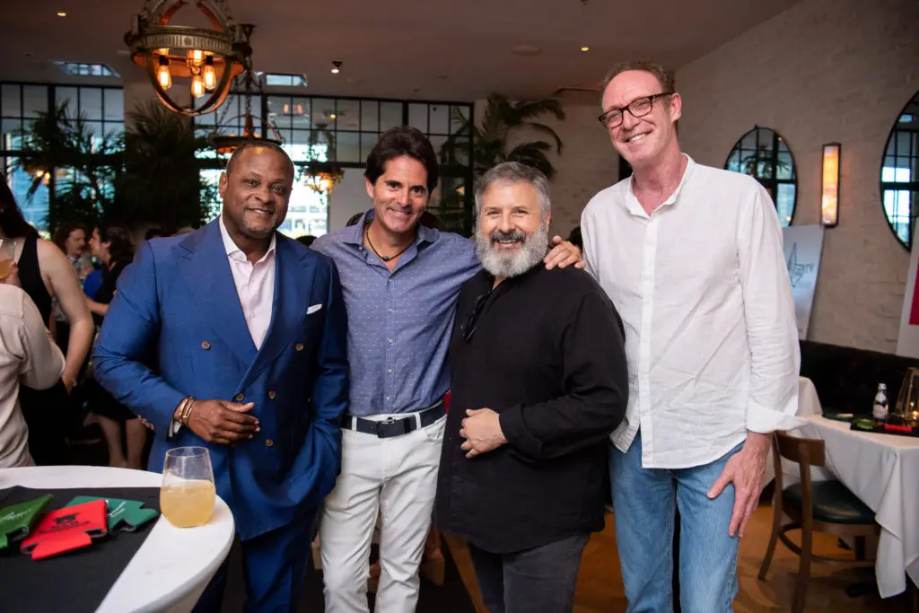 Rob Wright, Michael Garfield, Ernie Manouse, Walt Zipprian at the Houston Restaurant Weeks Kickoff  at The Annie Cafe & Bar. (Photo by Michelle Watson, CatchlightGroup.com)