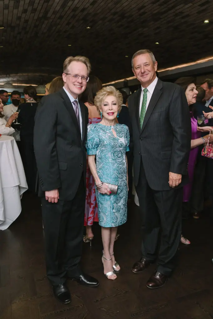 Houston Symphony executive director and CEO John Mangum, Margaret Alkek Williams, David Wuthrich at the fall social season launch party held at Steak 48. (Photo by Johnny Than)