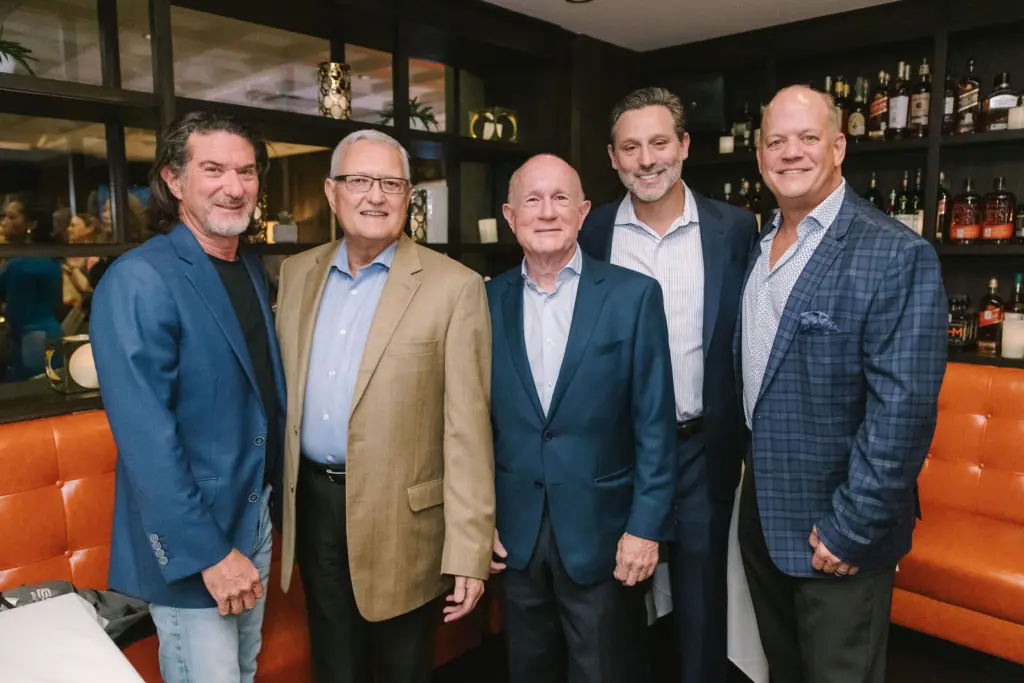 Gary Becker, Bob Ogle, Grant Guthrie, Brad Marks, Rob Pierce at the fall social season launch  party at Steak 48. (Photo by Johnny Than)