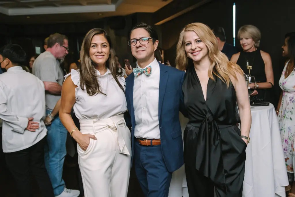 Katherine Orellana Ross, Nick Espinosa, Sarah Tucker at the fallsocial season launch party at Steak 48. (Photo by Johnny Than)