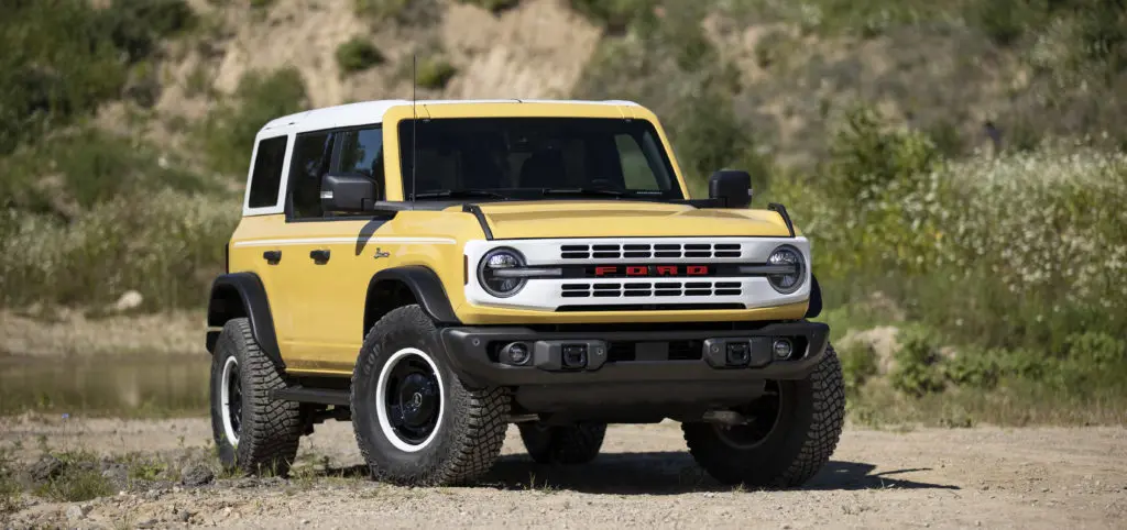 The Bronco Heritage Limited Edition comes in this distinctive shade of yellow.