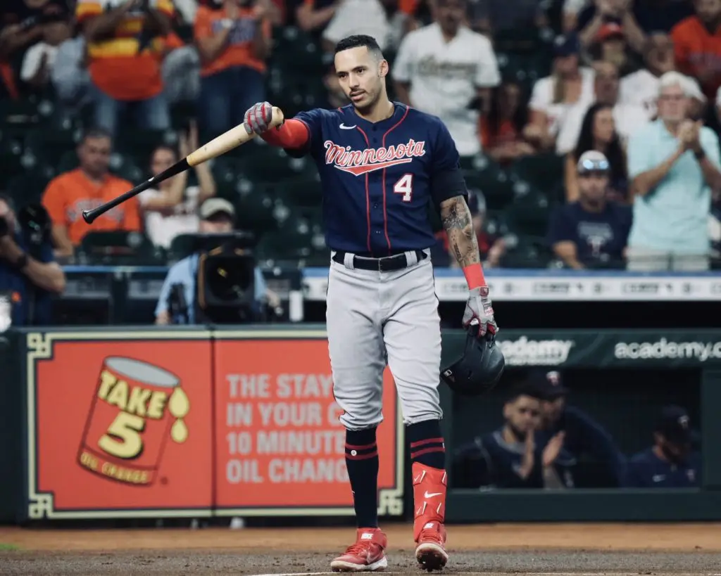 Carlos Correa soaked up the moment before his first at-bat back in Houston. (Photo by F. Carter Smith)