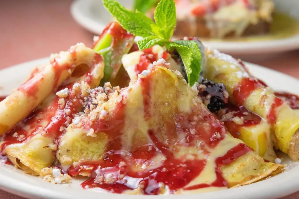 Cafe Brazil is open 24 hours serving fresh coffee and delicious food like these crepes.