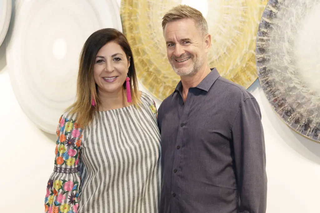 Debbie Elias, Marko Goyak at Urban Harvest's Cultivators launch event at Christopher Martin Gallery.