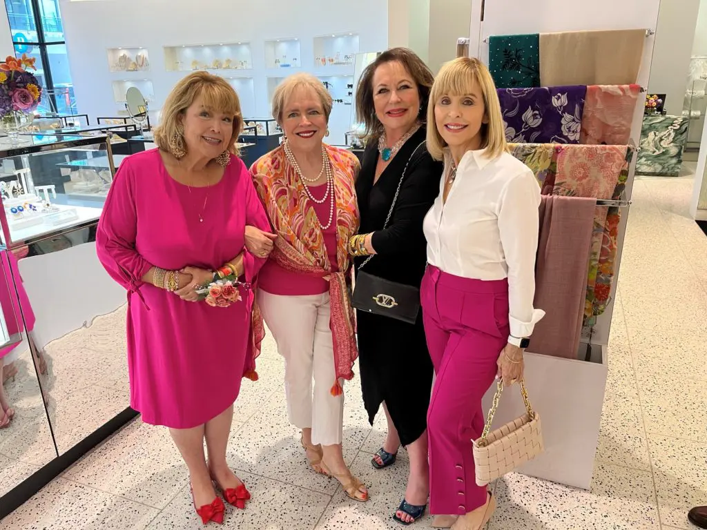 Marilu Garza, Leila Perrin, Charity O'Connell Yarborough, Sandra Porter at the Tickled Pink luncheon kick-off at Tootsies. (Photo by Courtesy of the American Cancer Society)