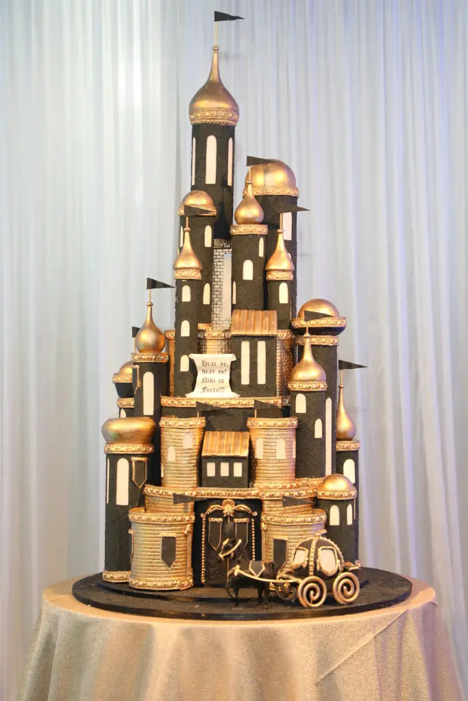 The magical castle birthday cake by Good Gosh Ganache at Nicole Lassiter's 40th birthday party at Hotel ZaZa. (Photo by Priscilla Dickson) 