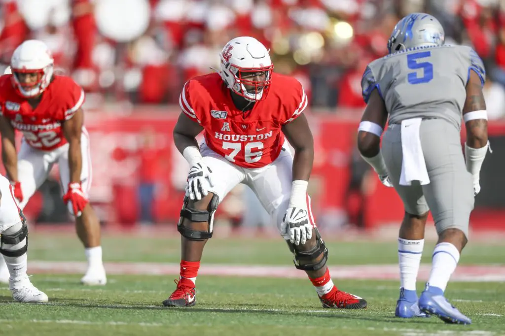 Patrick Paul (No. 76) is an imposing presence on UH's offensive line and new quarterback Donovan Smith's blindside protector. (Courtesy UH Athletics)
