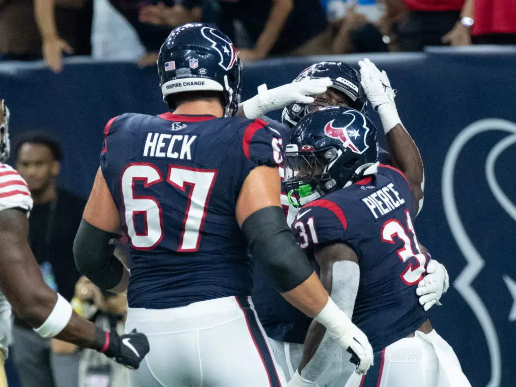 Dameon Pierce (No. 31) is giving the Texans reason to celebrate. (Photo by F. Carter Smith)