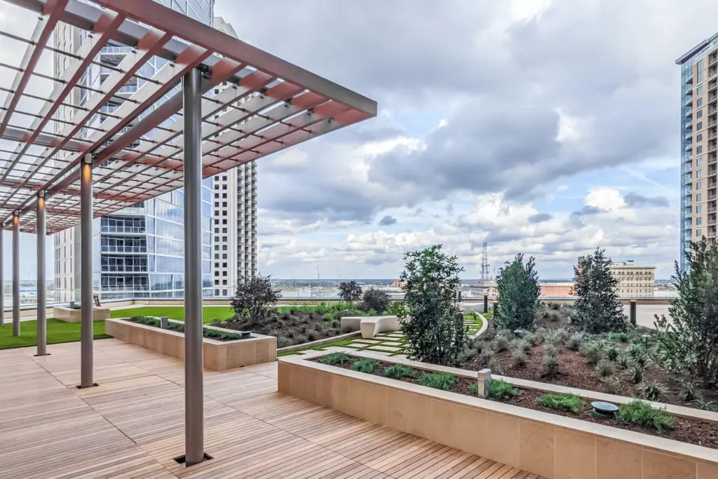 Texas Tower's elevated outdoor green space provides 