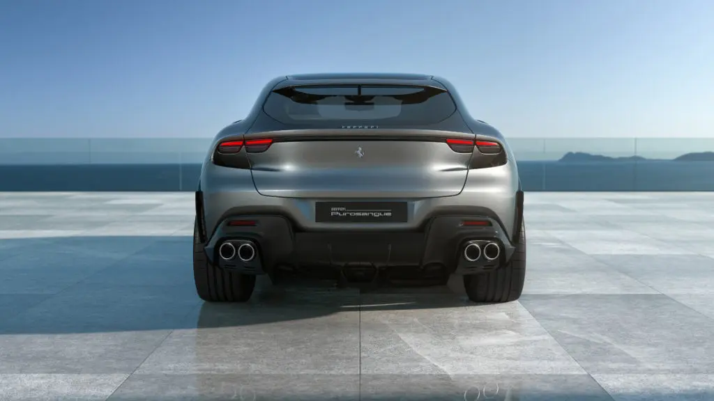 Unlike most similar vehicles, the Purosangue has no rear windshield wiper, instead relying on airflow to keep the back window clean. (Courtesy Ferrari)