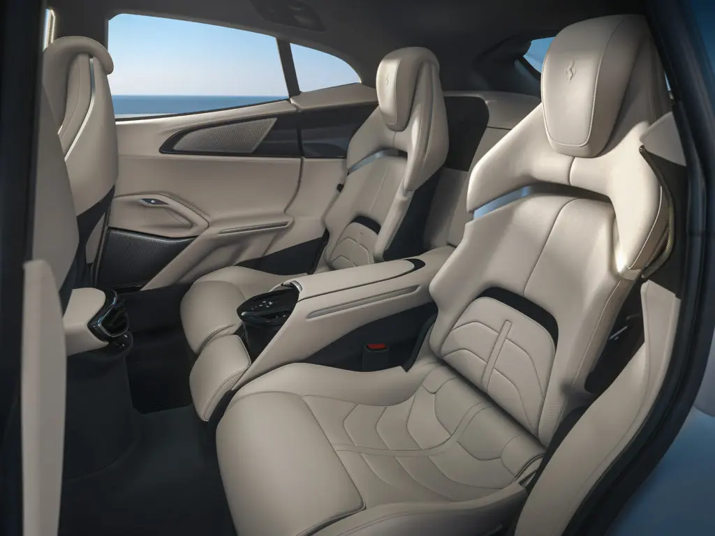 For the first time in Ferrari history, the Purosangue cabin boasts four separate and independently adjustable seats. (Courtesy Ferrari)