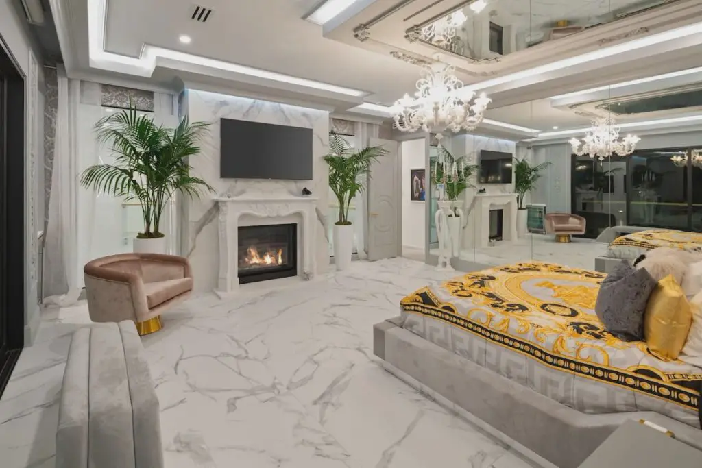 Another view of the opulent master bedroom. 