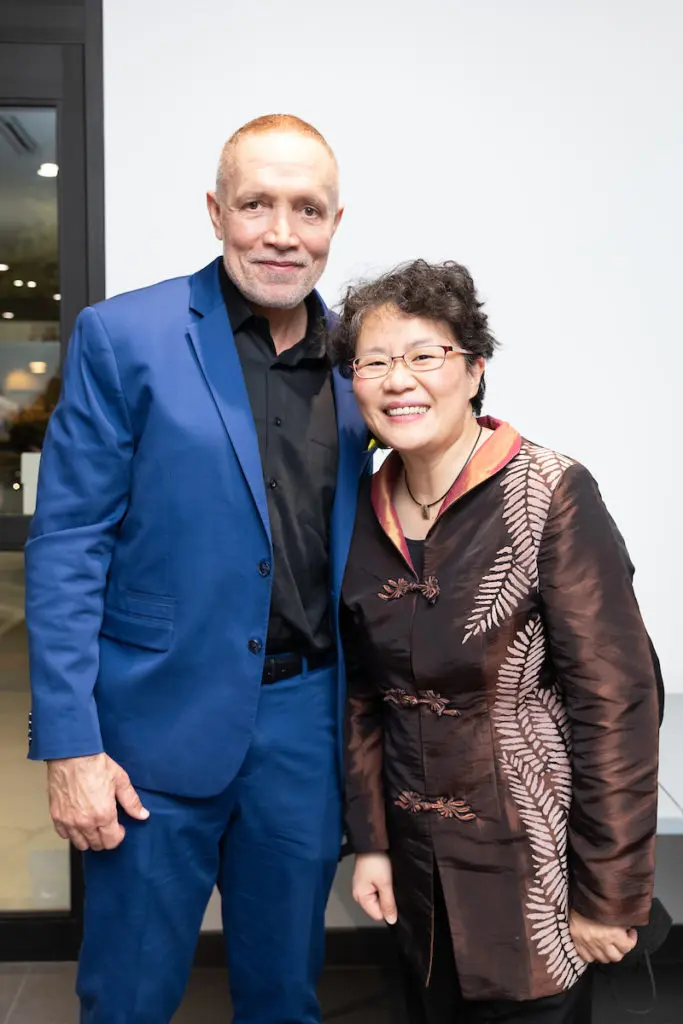 Composer of the pieced commissioned by ROCO Michael Ables, ROCO artistic partner and conductor at the ROCO Revelry gala dinner at Porsche River Oaks. (Photo by Daniel Ortiz)