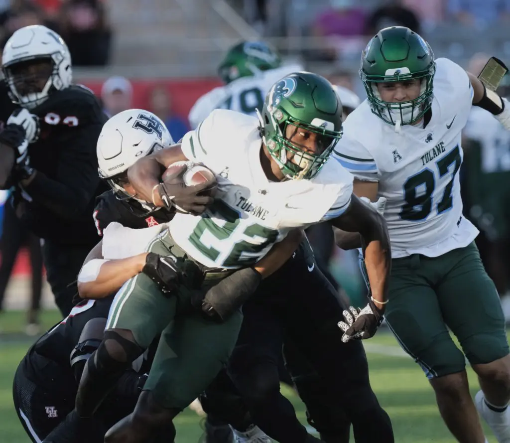 Down to its third string quarterback against UH, Tulane turned to players like tailback Tyjae Spears and kept it going. (Photo by F. Carter Smith)