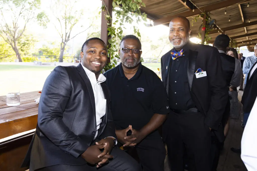 Corey Boone, Nelson Flanagan, and William Eason at Rivertree Academy Dinner Under the Stars in Fort Worth, Texas on September 27, 2022. (Photo by Sharon Ellman)