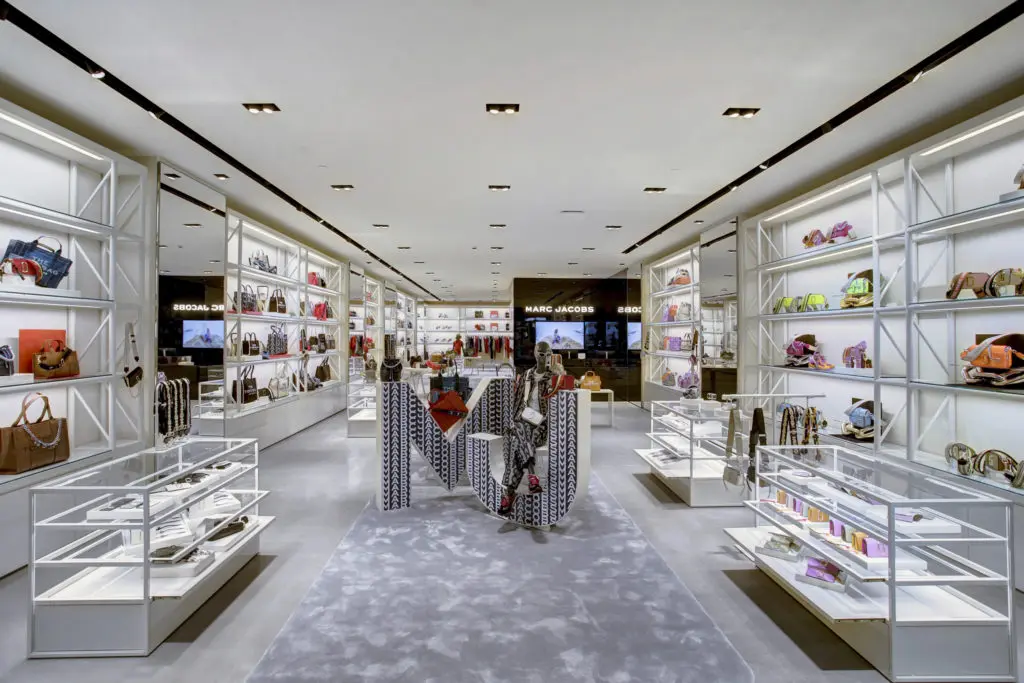 Lines of the 3,000 square foot boutique are clean, allowing the fashion to speak the design language.