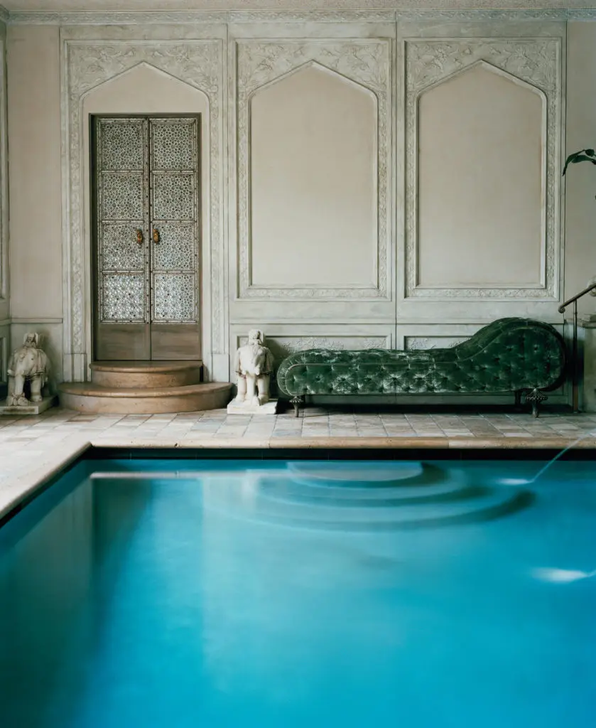 The poolroom, which overlooks a private garden, is a contemplative space for a quick dip and a moment of repose. (Photography by Lisa Romerein)