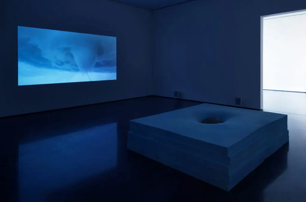 Virginia Lee Montgomery’s "Water Witching," 2018, and "Head Stone," 2016, at Blaffer Art Museum in its Healing Arts Houston exhibition, September 29 through October 9, 2022. Works by Shana Hoehn and Sarah Sudhoff are also highlighted. (Courtesy the artist and Blaffer Art Museum; photo Chris Kendall)