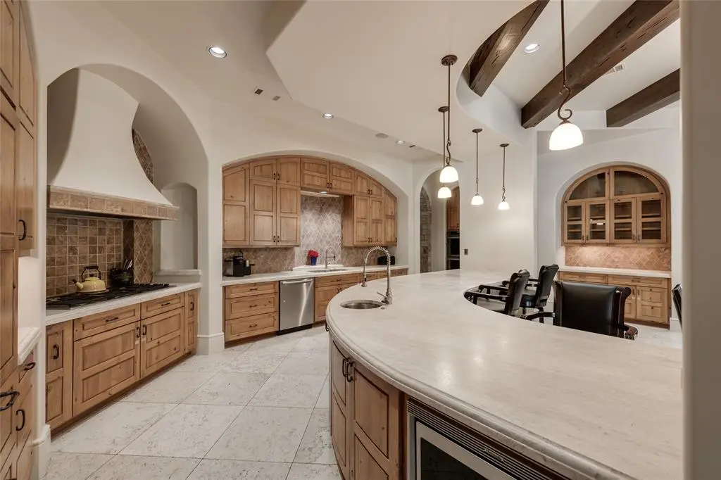 The kitchen has top of the line appliances.