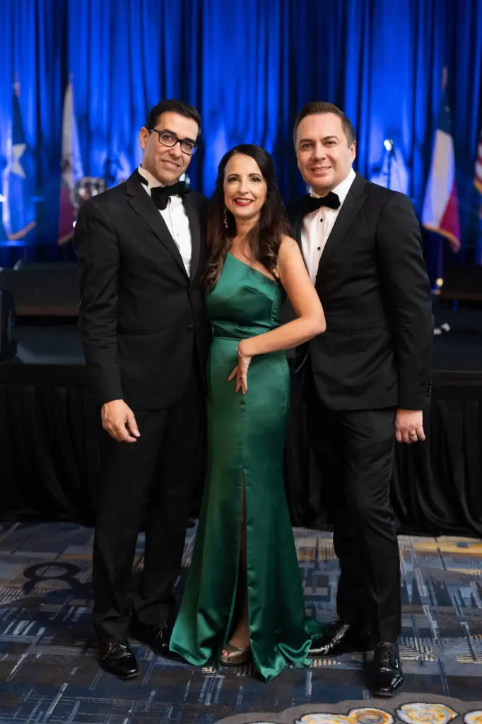 Key players in the Institute of Hispanic Culture Houston 'Viva!' gala at the Hilton Americas-Houston Marcelo Saenz, Silvia Salle, Adrian Duenas. (Photo by Daniel Ortiz)