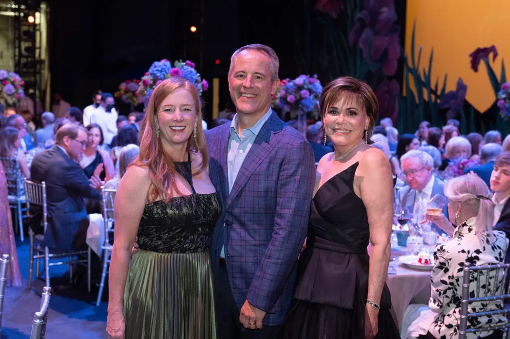 Allison & Troy Thacker, Hallie Vanderhider at the Houston Ballet Opening Night Onstage Dinner (Photo by Wilson Parish)   