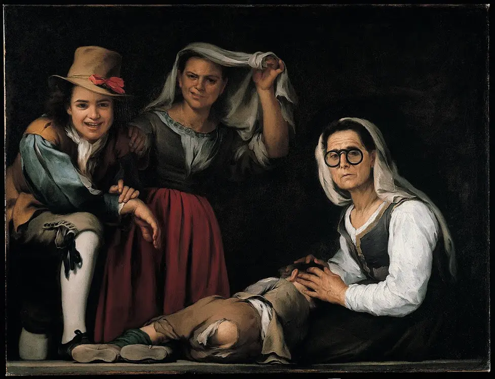 Bartolome Esteban Murillo, Four Figures on a Step. c.-1655-60. Kimbell Art Museum.