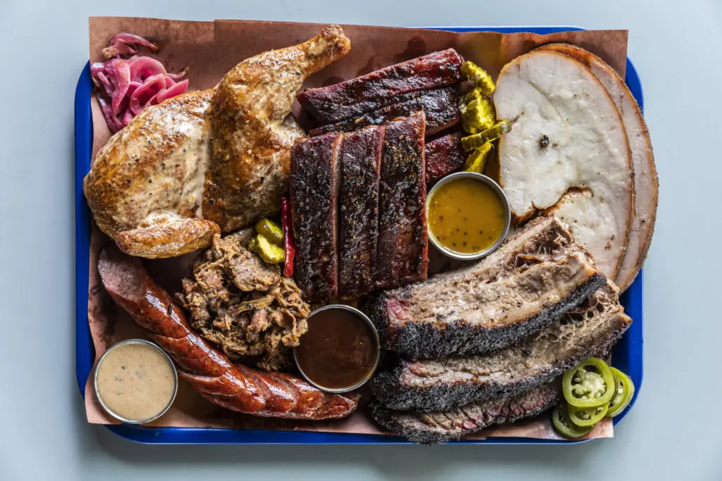 A close-up of some of Feges BBQ delicious dishes. (Photo by Julie Soefer)