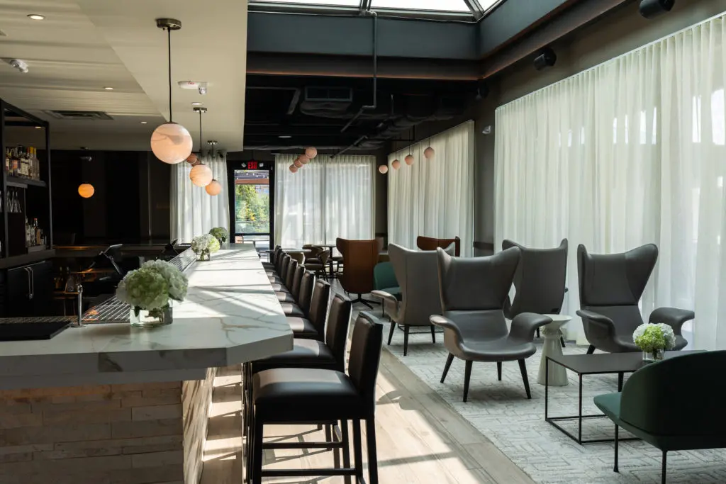 Inside the new rooftop bar area upstairs at Georgia James.  (Photo by Michael Anthony)