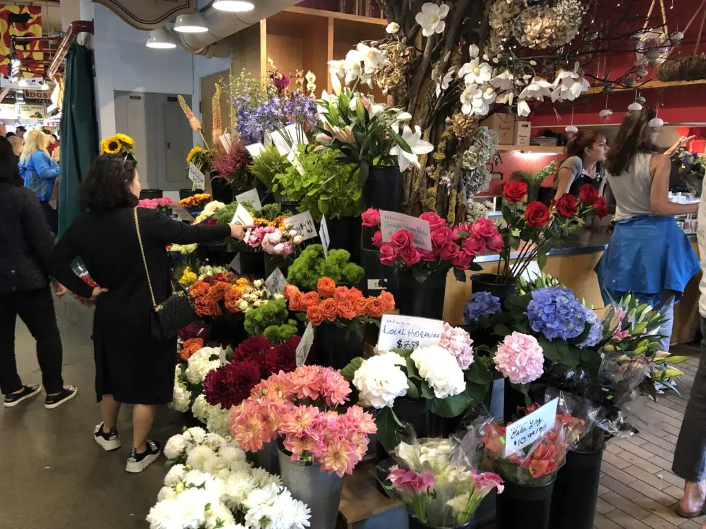 Beautiful flowers for your hotel room await at Vancouver's Granville Island Public Market are big and delicious. (Photo by Shelby Hodge)