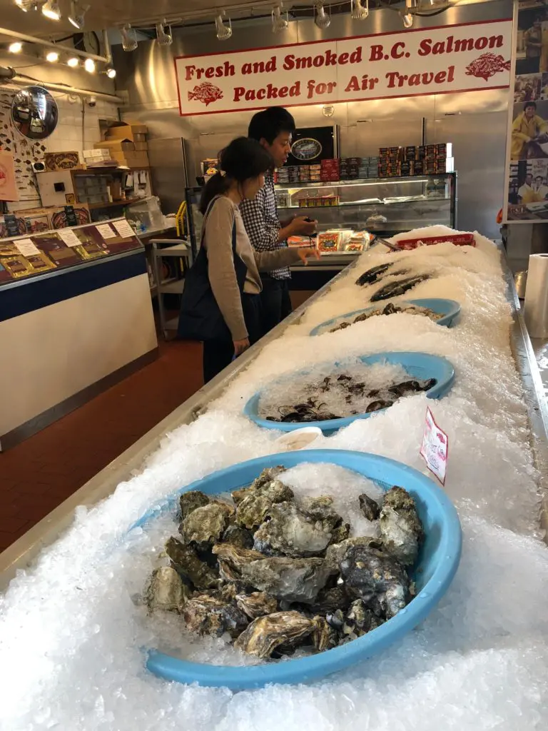 Seafood fresh from Pacific waters are part of the draw to Vancouver's Granville Island Public Market. (Photo by Shelby Hodge)