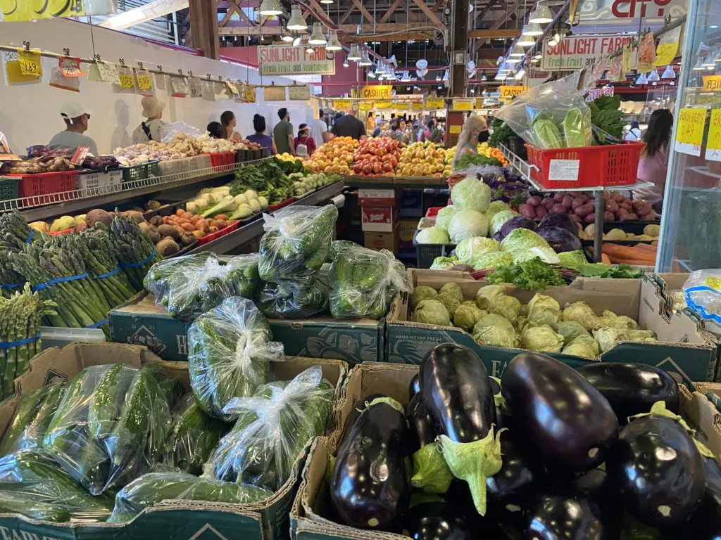 Fresh vegetables are tempting offerings at Granville Island Public Market. (Photo by Shelby Hodge)