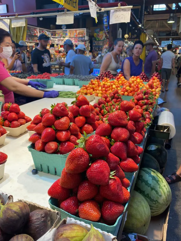 Fraser Valley strawberries at Vancouver's Granville Island Public Market are big and delicious. (Photo by Shelby Hodge)