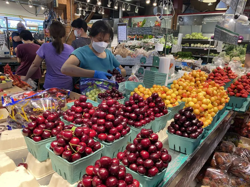 Okanagan cherries are among the delicious offerings at the Granville Island Public Market. (Photo by Shelby Hodge)