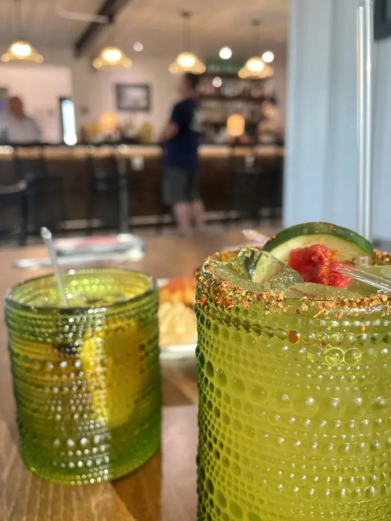 This cucumber melon cocktail with a view to the bar at the soon-to-open JD's Hamburgers shows what's coming. (Photo by Courtney Dabney)