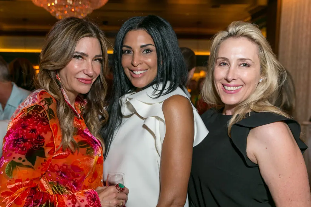 Gala co-chair Melissa Mithoff, Ursaline Hamilton, Christie Sullivan at Orange Show Gala kickoff (Photo by Emily Jaschke)