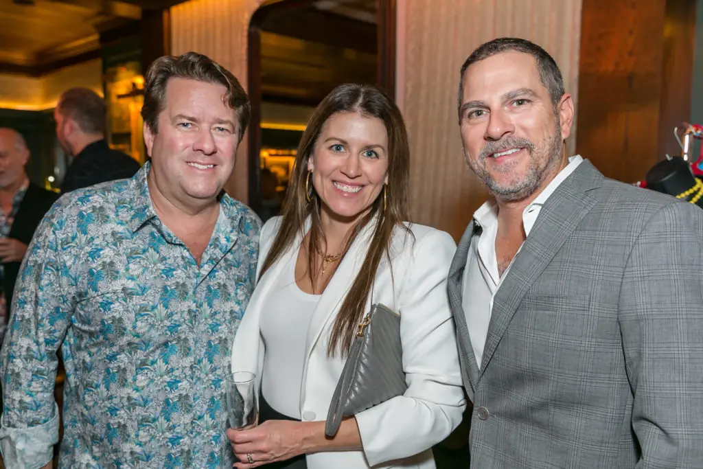 Gala co-chair Michael Mithoff, Amanda & Damon Gonzalez at Orange Show Gala kickoff (Photo by Emily Jaschke)