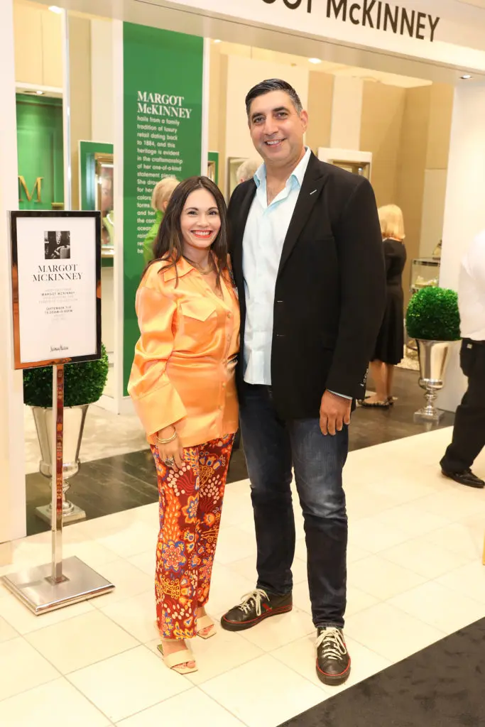 Michele Leal Farah & George Farah at the Margot McKinney champagne reception at Neiman Marcus in The Galleria.