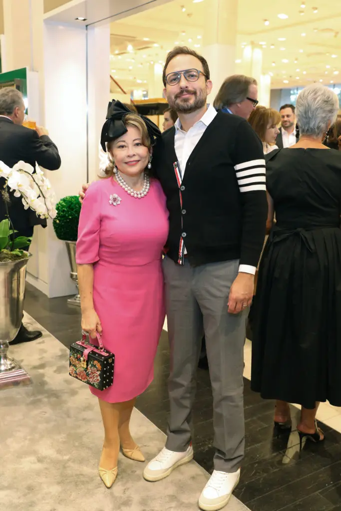 Rini Ziegler, Neiman Marcus vice president and general manager Chris Hendel at the Margot McKinney champagne reception at Neiman Marcus in The Galleria.